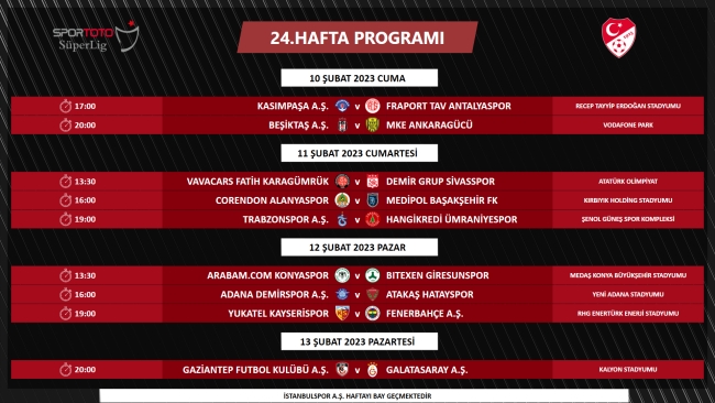 Süper Lig'in 7 haftalık maç programı açıklandı